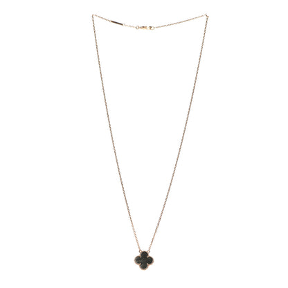 Van Cleef & Arpels 18K Rose Gold Gray Mother of Pearl Vintage Alhambra Pendant Necklace 3 of 8