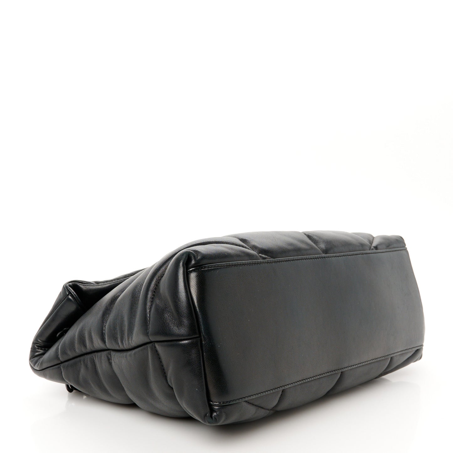 Lambskin Quilted Monogram Monochrome Medium Loulou Puffer Chain Satchel Black