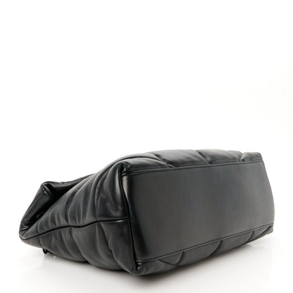 Saint Laurent Lambskin Quilted Monogram Monochrome Medium Loulou Puffer Chain Satchel Black 4 of 11