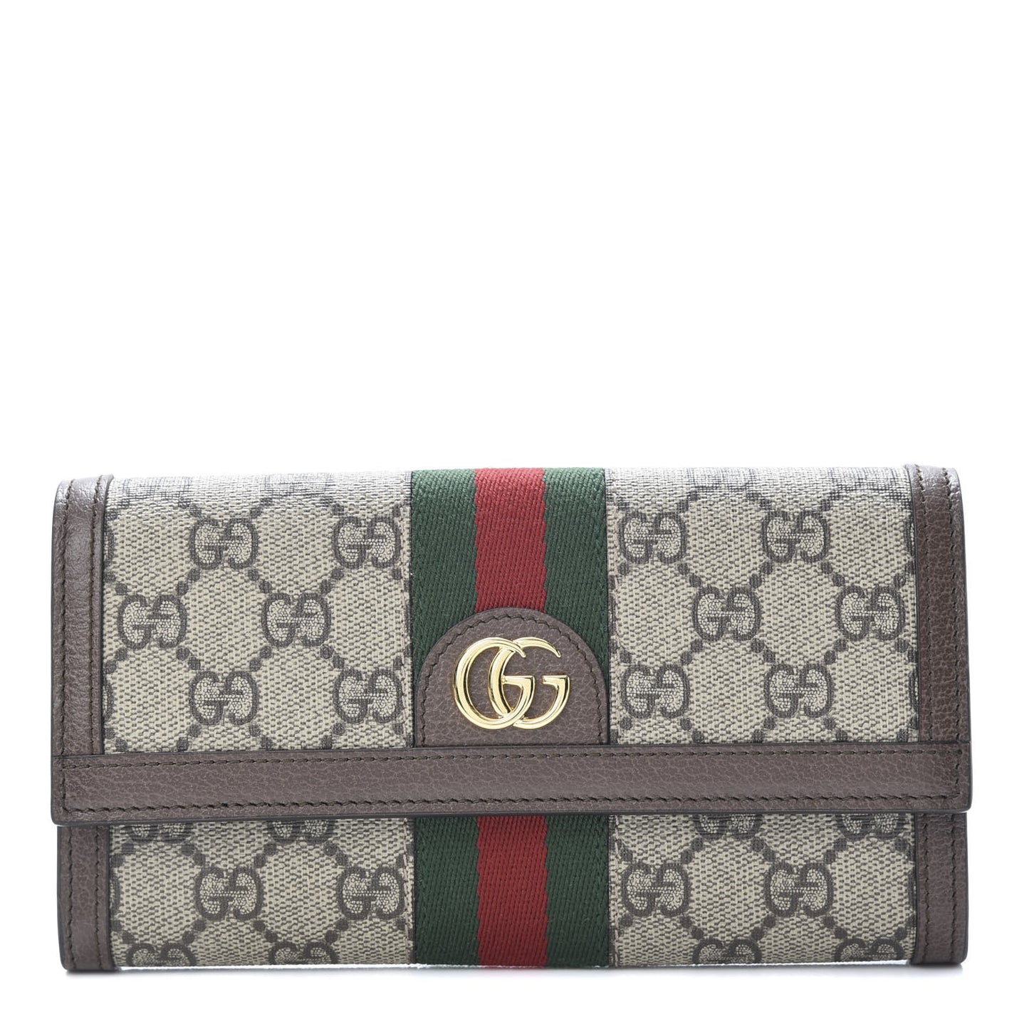 GG Supreme Monogram Web Ophidia Continental Wallet Brown