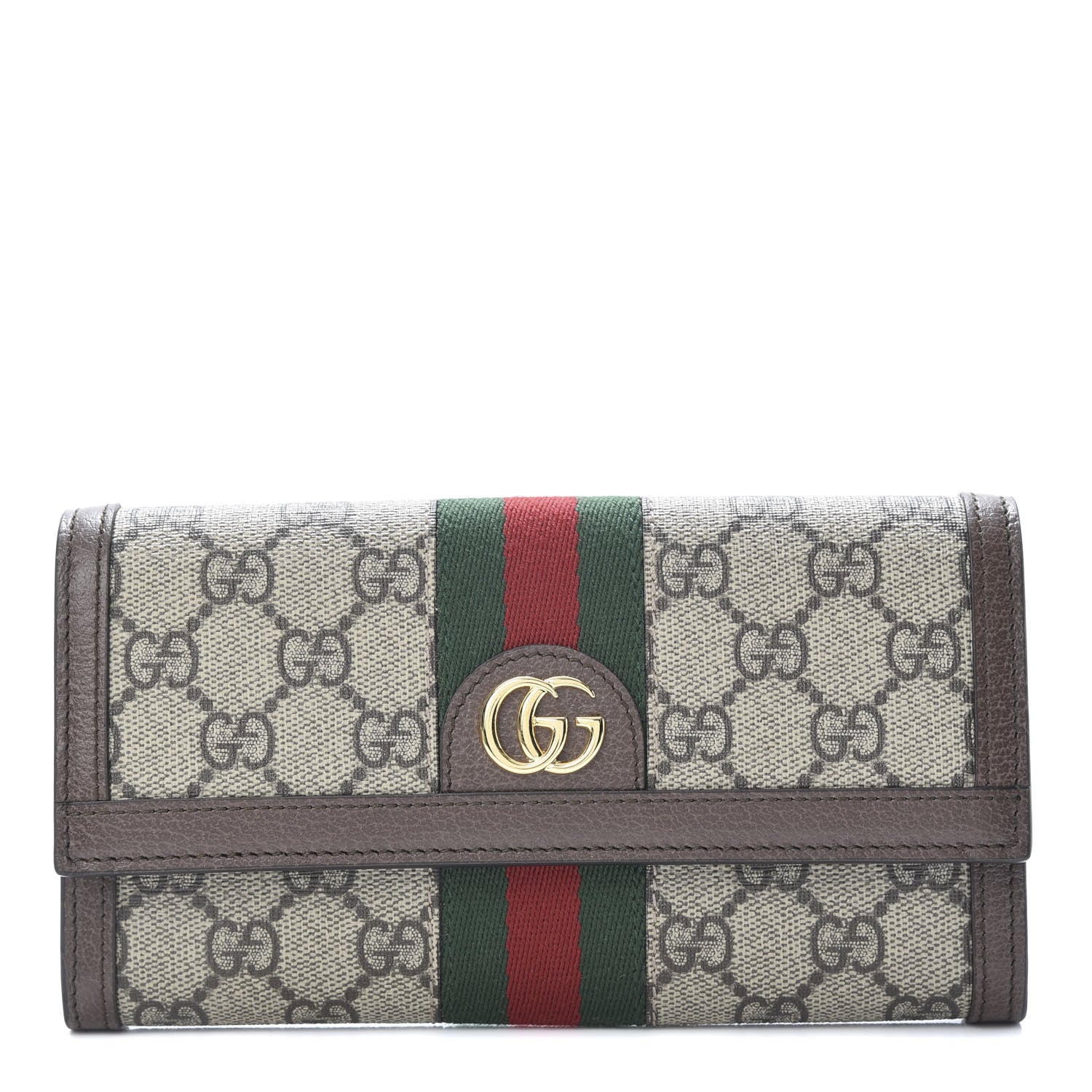 Gucci GG Supreme Monogram Web Ophidia Continental Wallet Brown 1 of 7