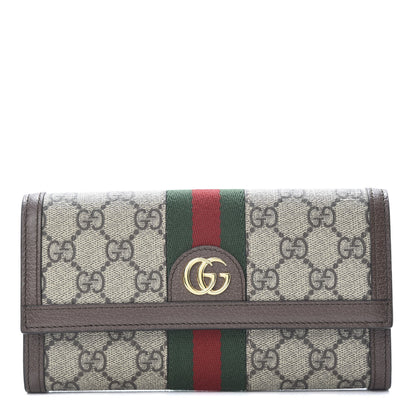 Gucci GG Supreme Monogram Web Ophidia Continental Wallet Brown 1 of 7