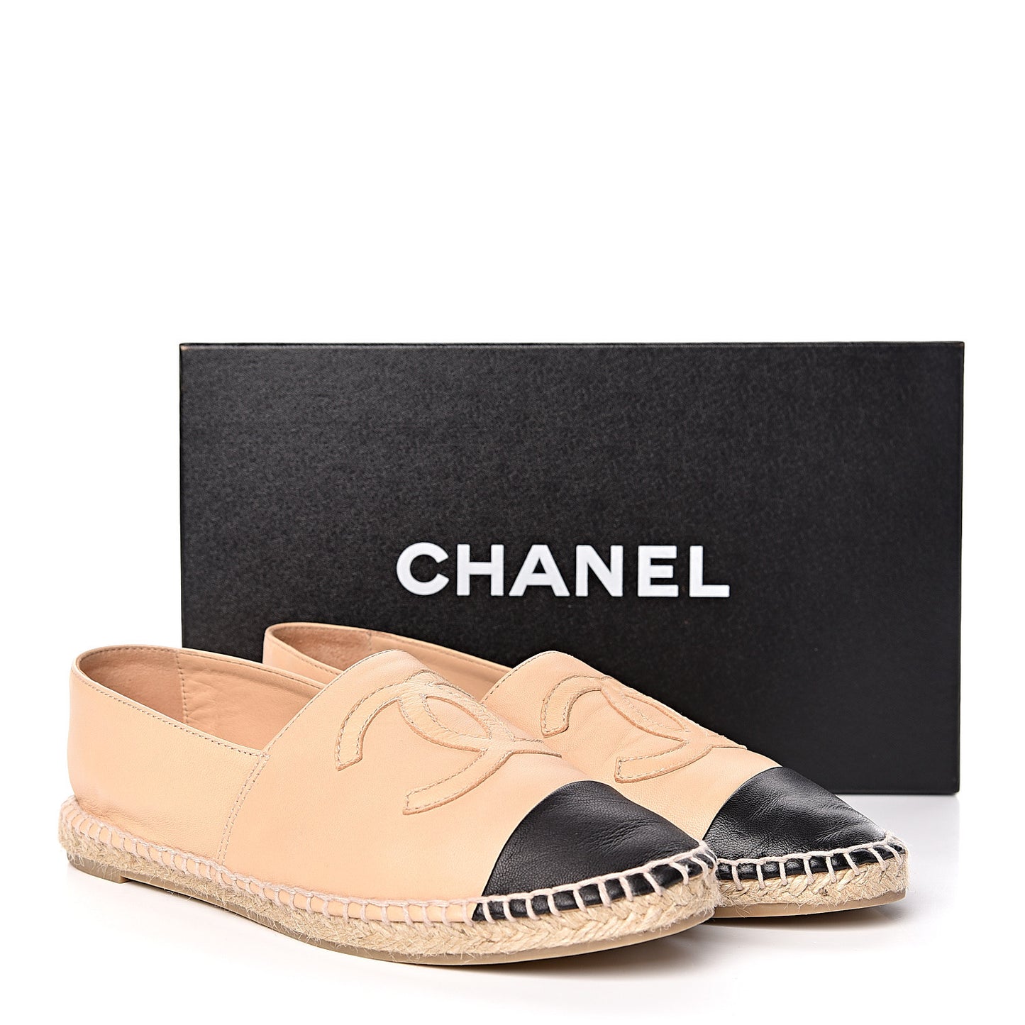 Lambskin CC Espadrilles 37 Beige Black