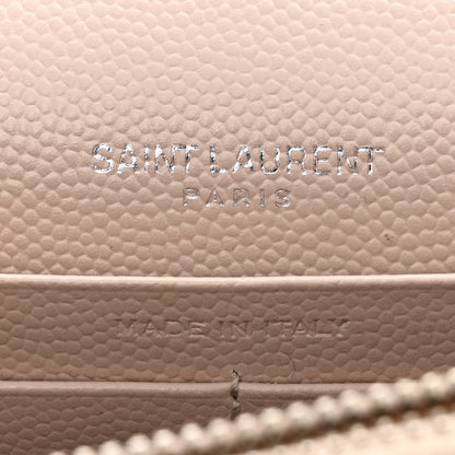 Saint Laurent Grain De Poudre Matelasse Chevron Monogram Envelope Chain Wallet Washed Pale Pink 6 of 10