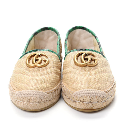 Gucci Straw Elaphe Matelasse GG Marmont Espadrilles 35.5 Natural New Shamarock 2 of 11