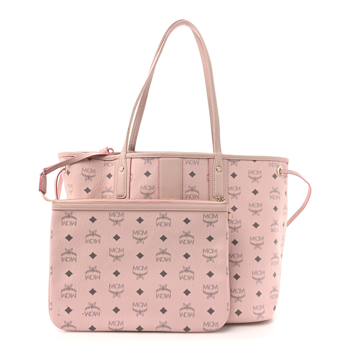 MCM Visetos Medium Liz Reversible Shopper Tote Powder Pink 2 of 21