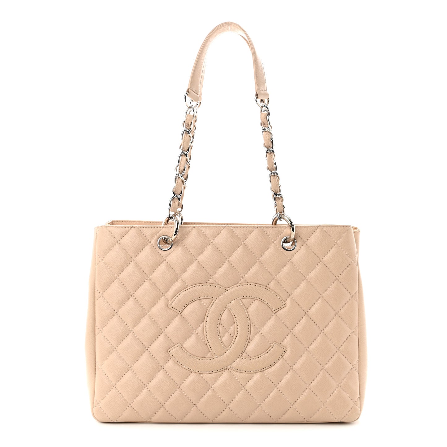 Caviar Quilted Grand Shopping Tote GST Beige Clair