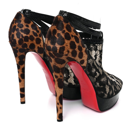 Christian Louboutin Lace Calf Hair Leopard Bridget 140 Ankles Booties 39 Black 4 of 8