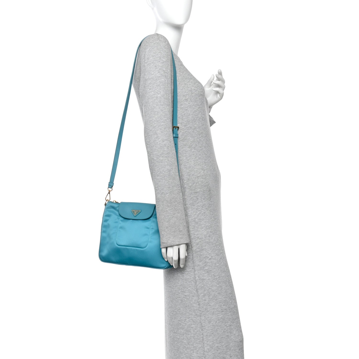Prada Tessuto Nylon Saffiano Crossbody Bag Turchese 2 of 11