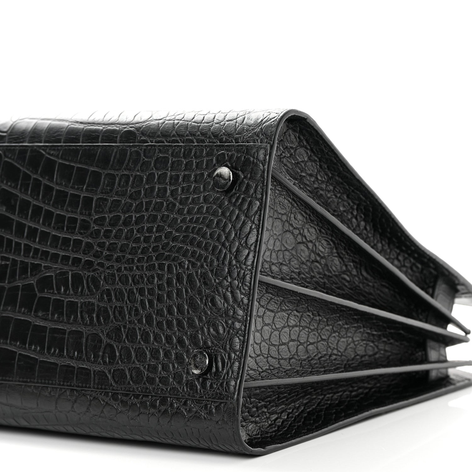 Saint Laurent Calfskin Crocodile Embossed Large Sac De Jour Carryall Black 10 of 26