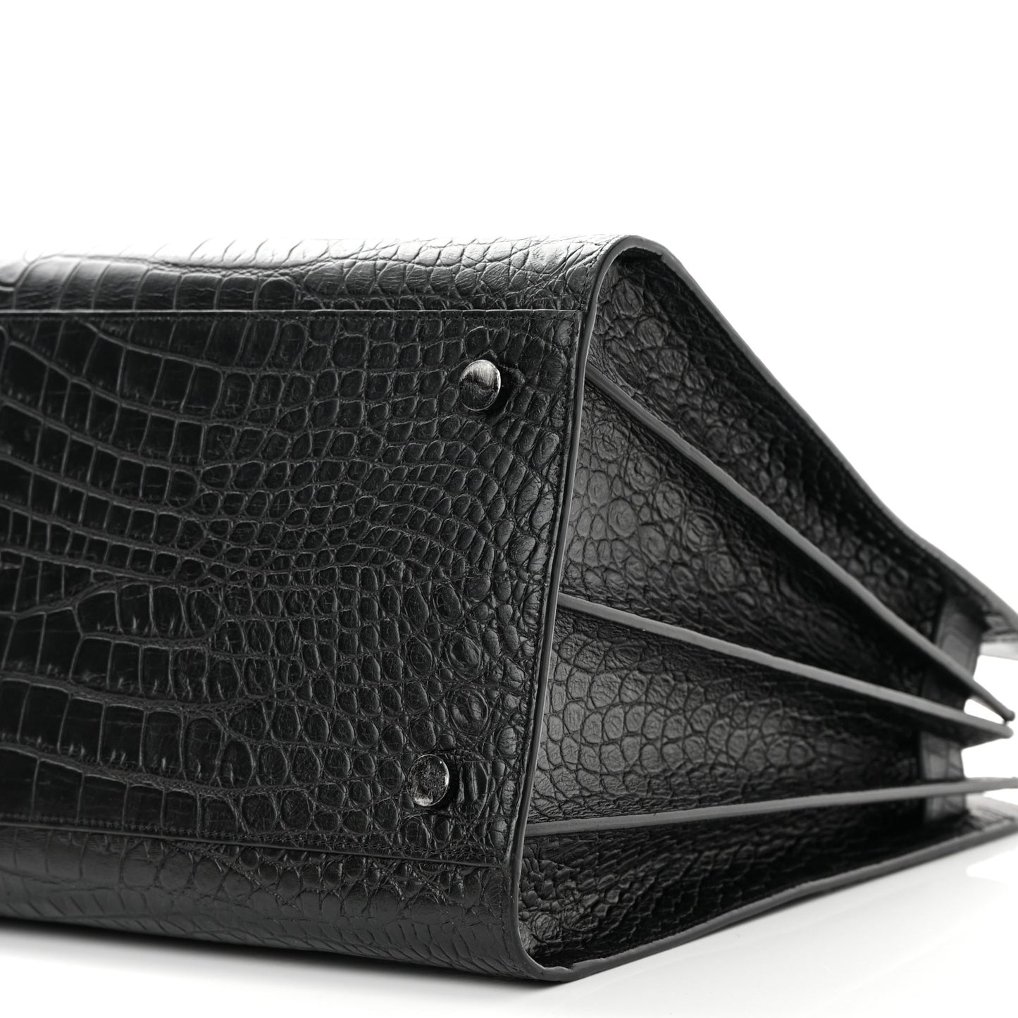 Calfskin Crocodile Embossed Large Sac De Jour Carryall Black