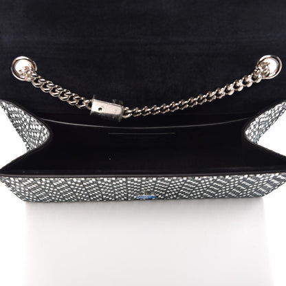 Saint Laurent Metallic Calfskin Chevron Small Monogram Kate Satchel Black Argento 5 of 6