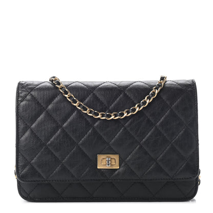 Chanel Aged Calfskin Quilted Reissue Wallet On Chain WOC Black 1 of 10