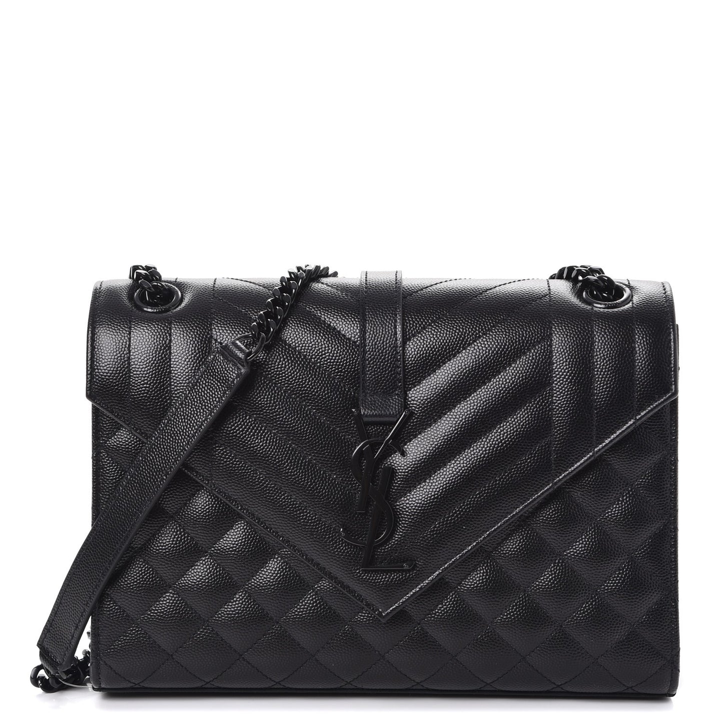 Grain De Poudre Textured Mixed Matelasse Triquilt Medium Monogram Satchel Black