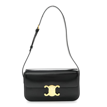 Celine Shiny Calfskin Triomphe Shoulder Bag Black 1 of 10