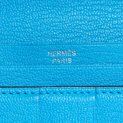 Hermes Chevre Mysore Bearn Gusset Wallet Bleu Azteque 6 of 10