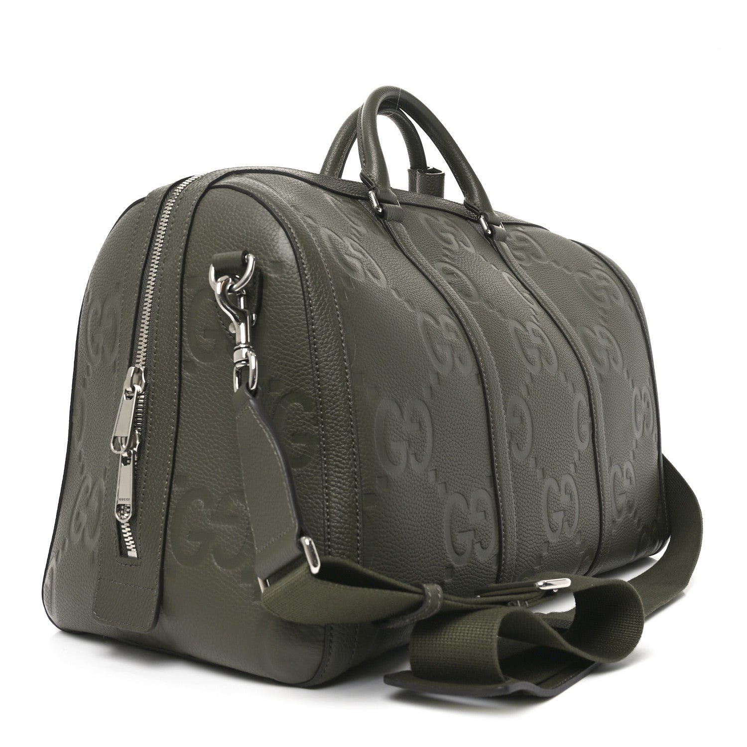 Gucci Piuma Calfskin Jumbo GG Embossed Large Duffle Bag Dark Vintage Olive 2 of 9