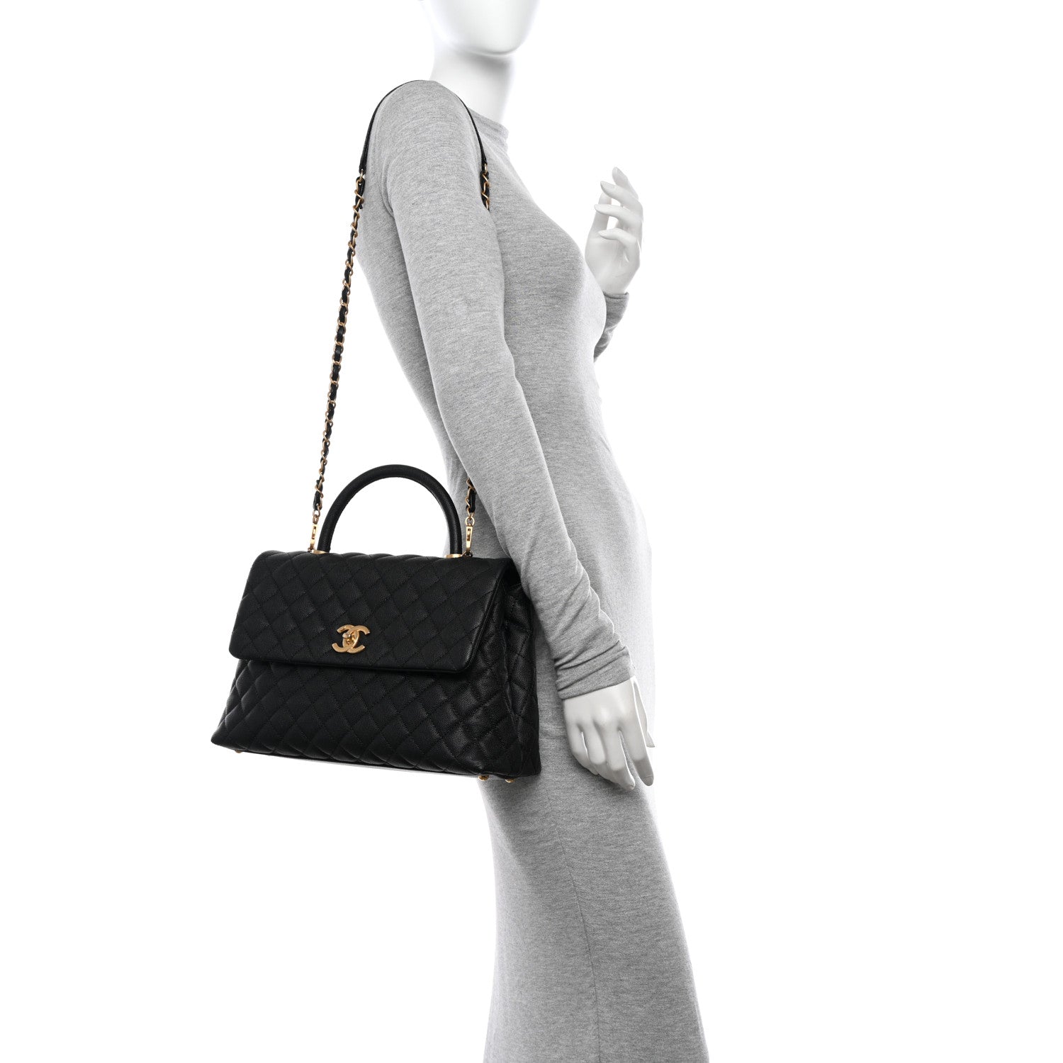 Chanel Caviar Quilted Medium Coco Handle Flap Black 2 of 11