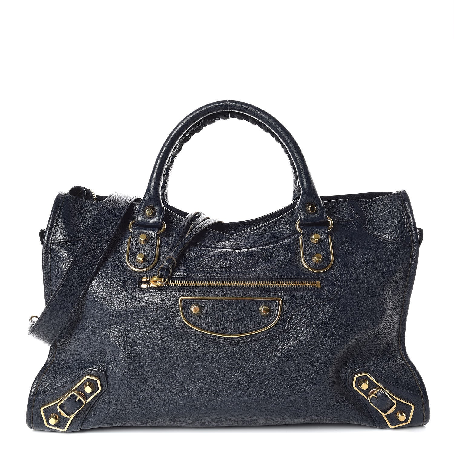 Balenciaga Chevre Gold Metallic Edge Hardware City Bleu Nuit Dark Sea 1 of 10