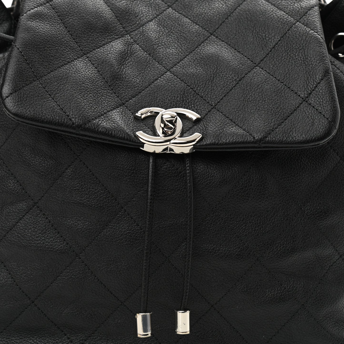 Grained Calfskin Stitched Braided With Style Backpack Black