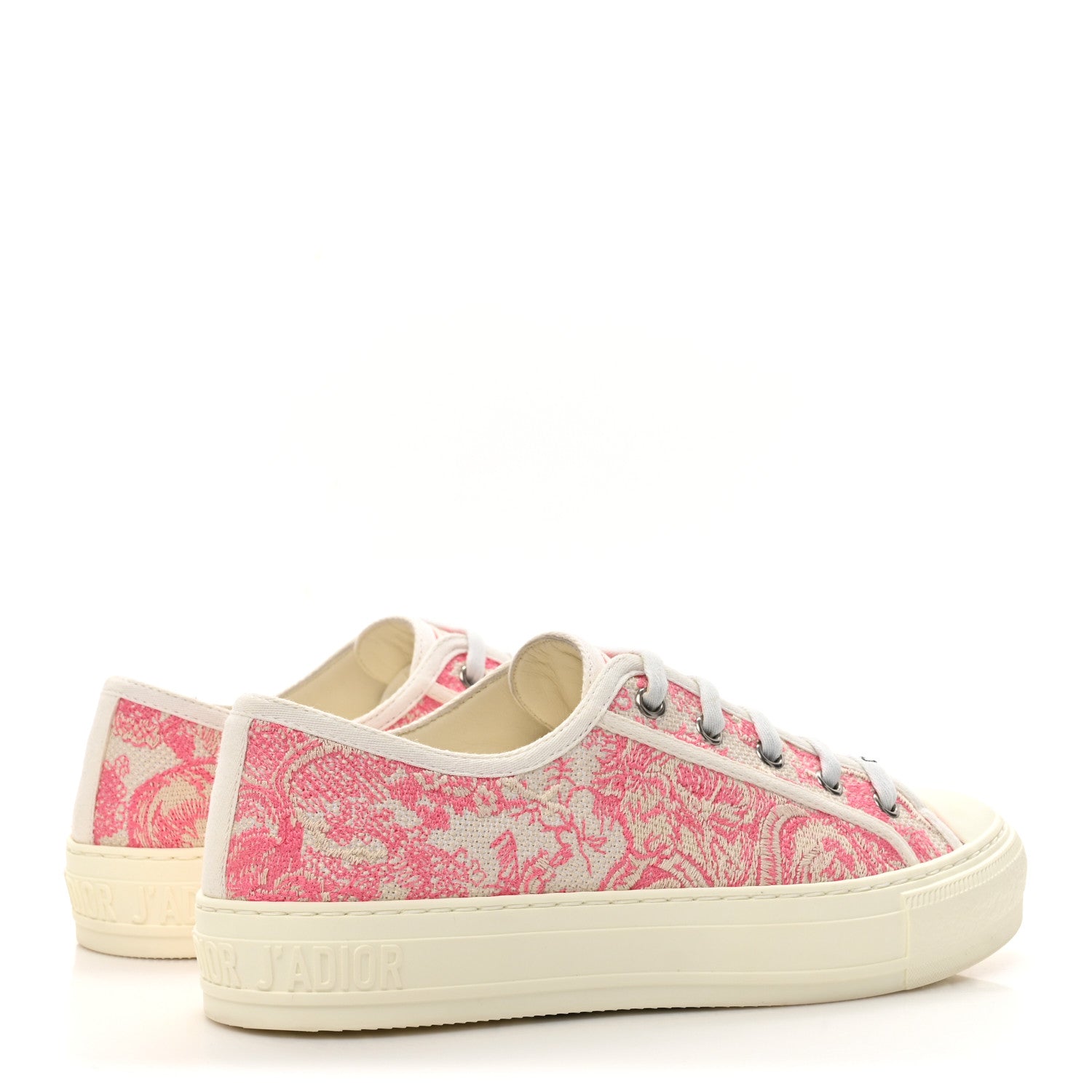 Christian Dior Canvas Toile De Jouy Embroidered Womens Walk'N'Dior Low Top Sneakers 38 Off-White Pink 5 of 12