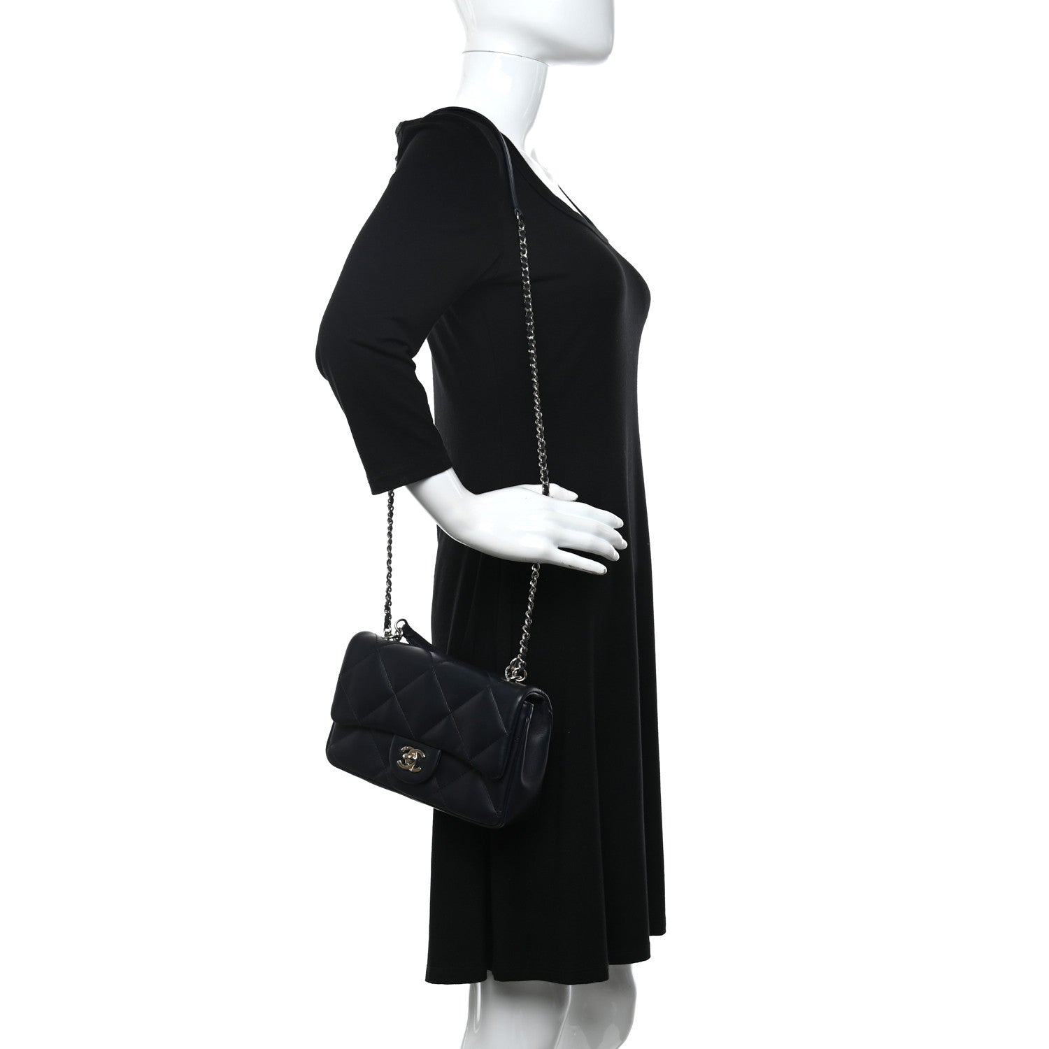 Chanel Lambskin Quilted Small Easy Carry Flap Navy 2 of 12