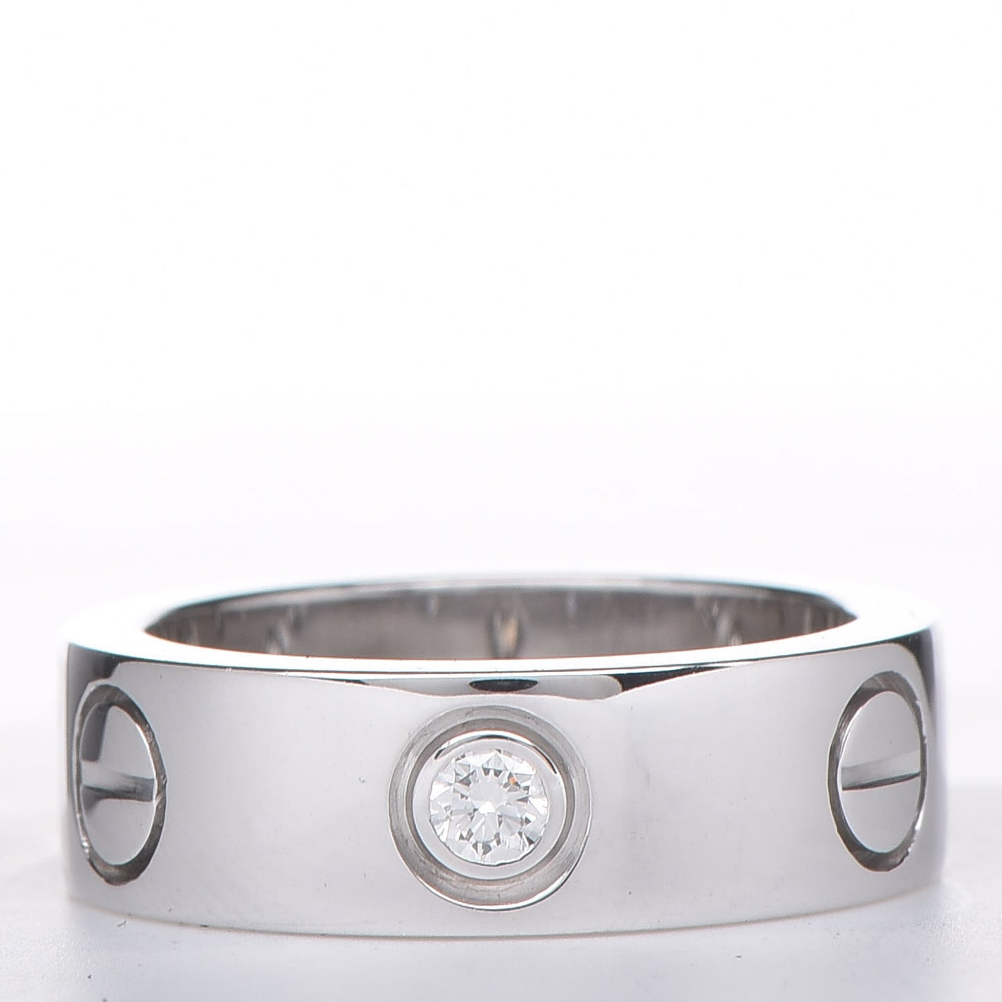 18K White Gold 3 Diamond 5.5mm LOVE Ring 46 3.75