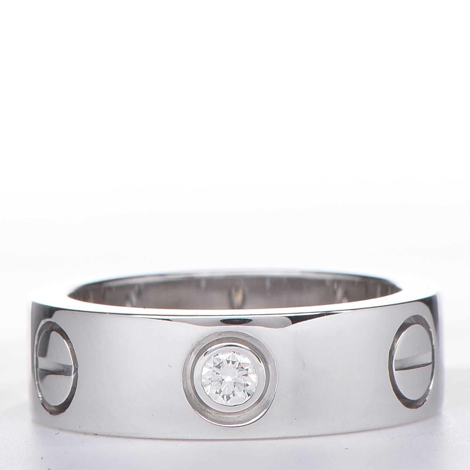 Cartier 18K White Gold 3 Diamond 5.5mm LOVE Ring 46 3.75 4 of 4
