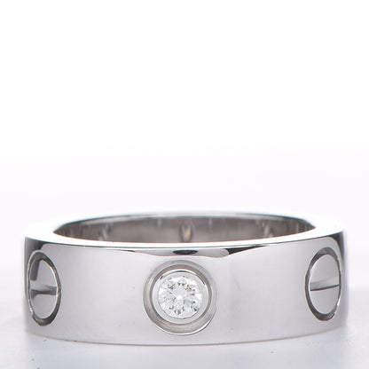 Cartier 18K White Gold 3 Diamond 5.5mm LOVE Ring 46 3.75 4 of 4