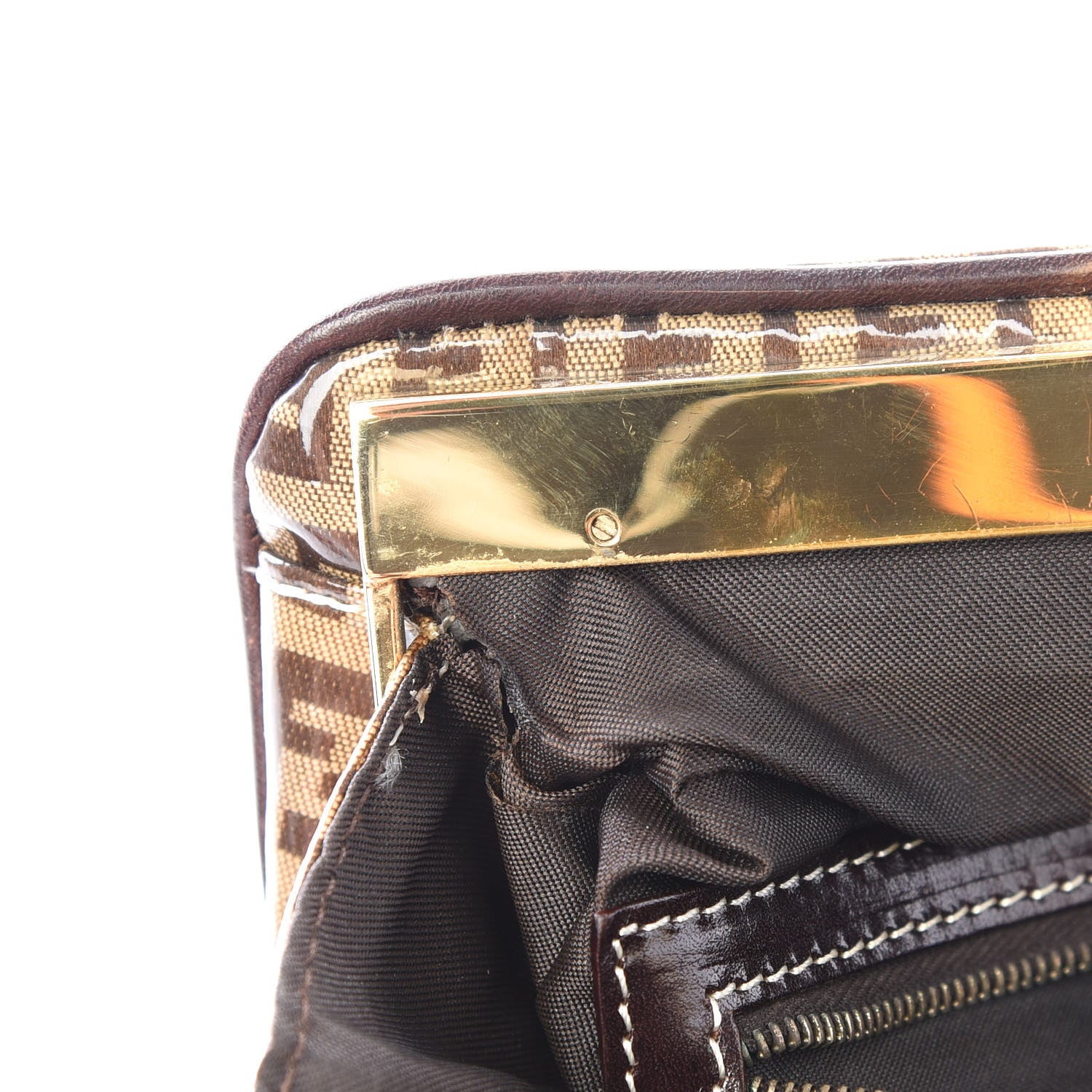Fendi Vinyl Zucchino Small Shoulder Bag Tobacco 10 of 10
