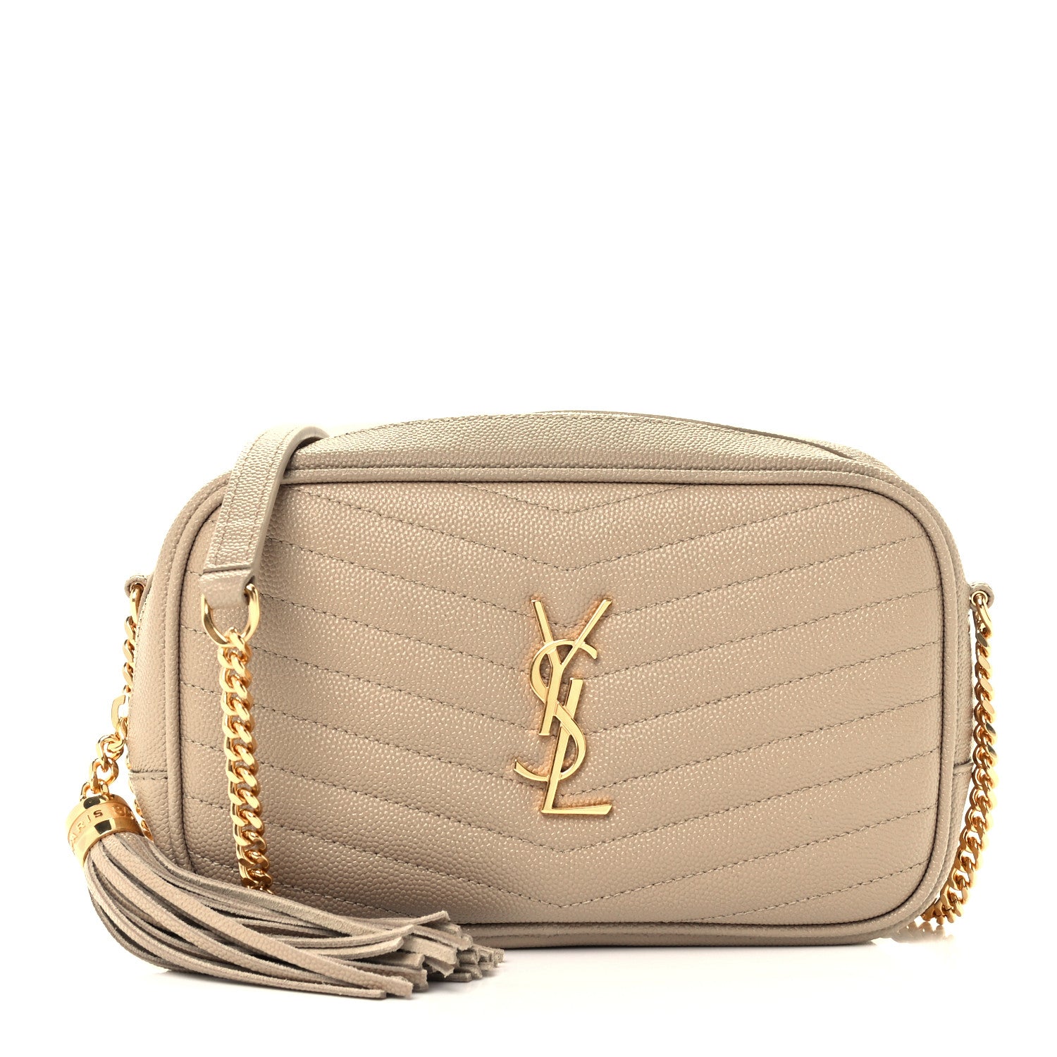 Saint Laurent Grain De Poudre Matelasse Monogram Mini Lou Camera Bag Dark Beige 1 of 10