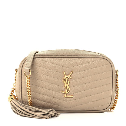 Saint Laurent Grain De Poudre Matelasse Monogram Mini Lou Camera Bag Dark Beige 1 of 10