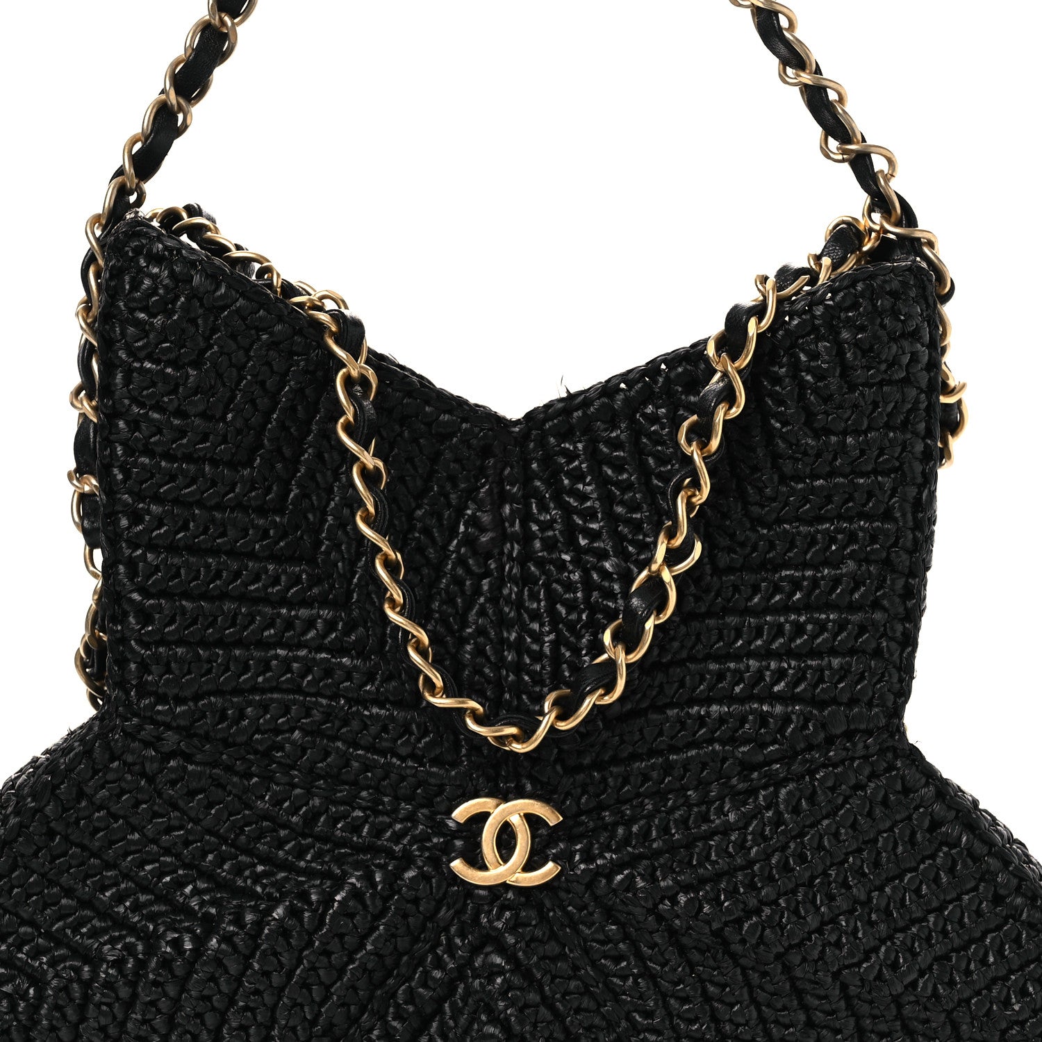 Chanel Raffia Star Coco Beach Bag Black 8 of 10