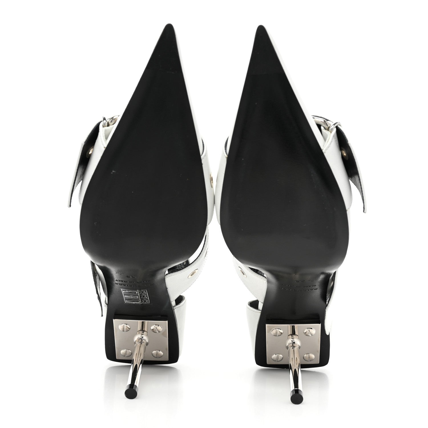 Balenciaga Shiny Kidskin Point Toe Buckle Pumps 38 White 6 of 13