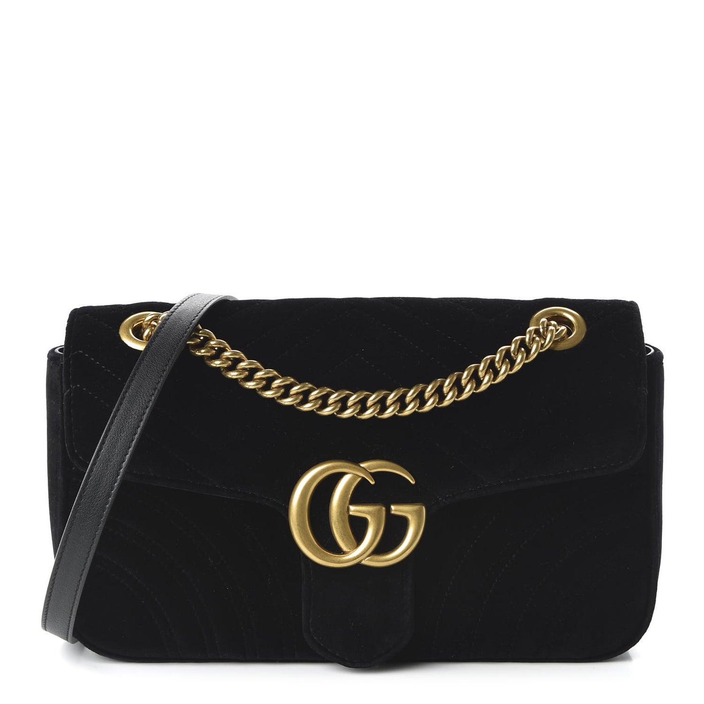Velvet Matelasse Small GG Marmont Shoulder Bag Black