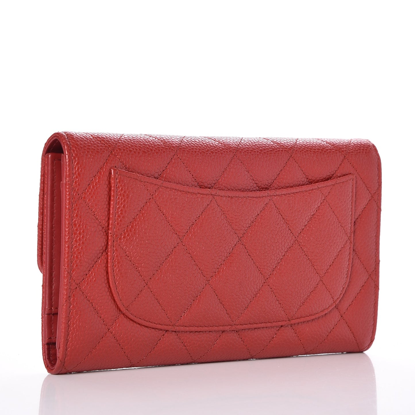 Caviar Quilted Large Flap Wallet Red