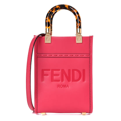 Fendi Vitello King Plexiglass Logo Embossed Mini Fendi Sunshine Shopper Tote Lampone 2 of 9