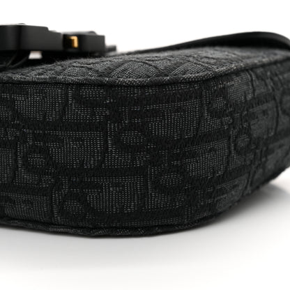 Christian Dior Oblique Jacquard Grained Calfskin Mini Saddle Messenger Bag With Flap Black 11 of 13