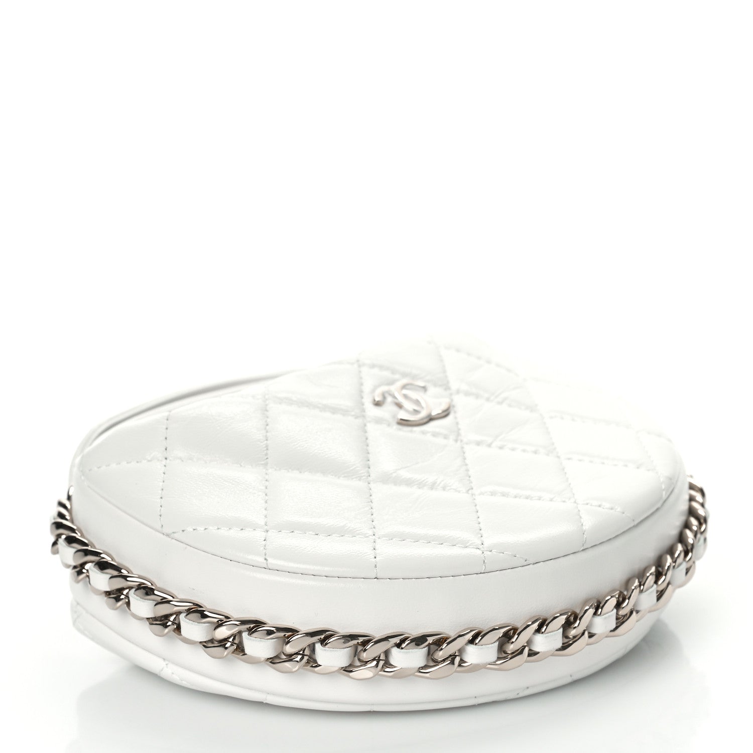 Chanel Lambskin Quilted Chain Around Pouch White 4 of 10