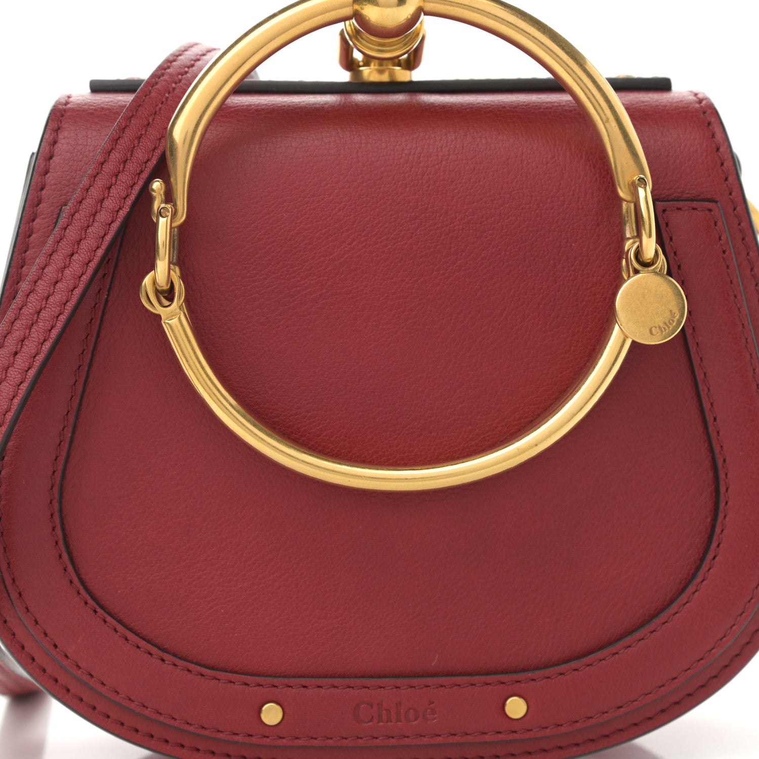 Chloe Calfskin Suede Small Nile Bracelet Bag Intense Red 8 of 12