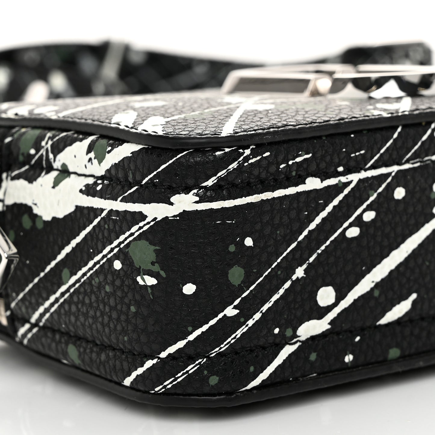 Calfskin Paint Splatter Small Snapshot Camera Bag Black Multi