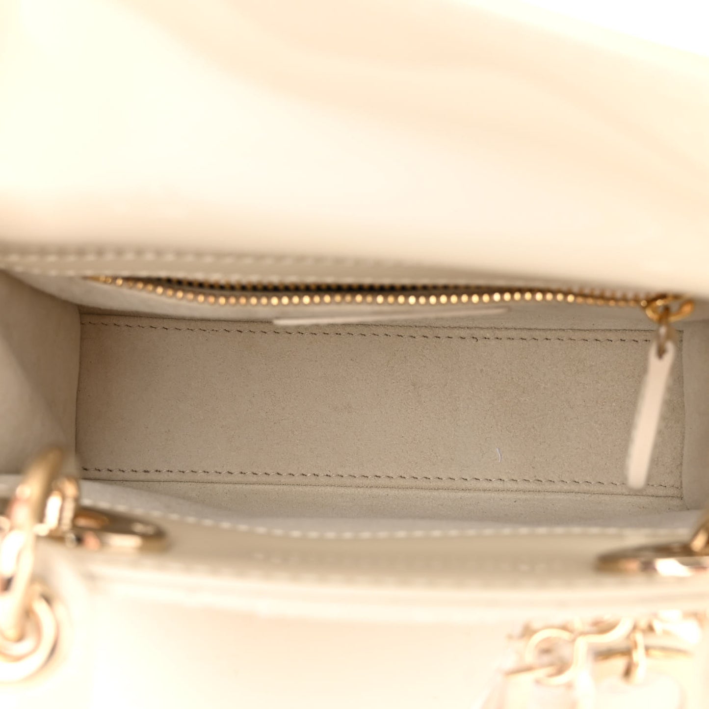Patent Cannage Mini Lady Dior Ivory