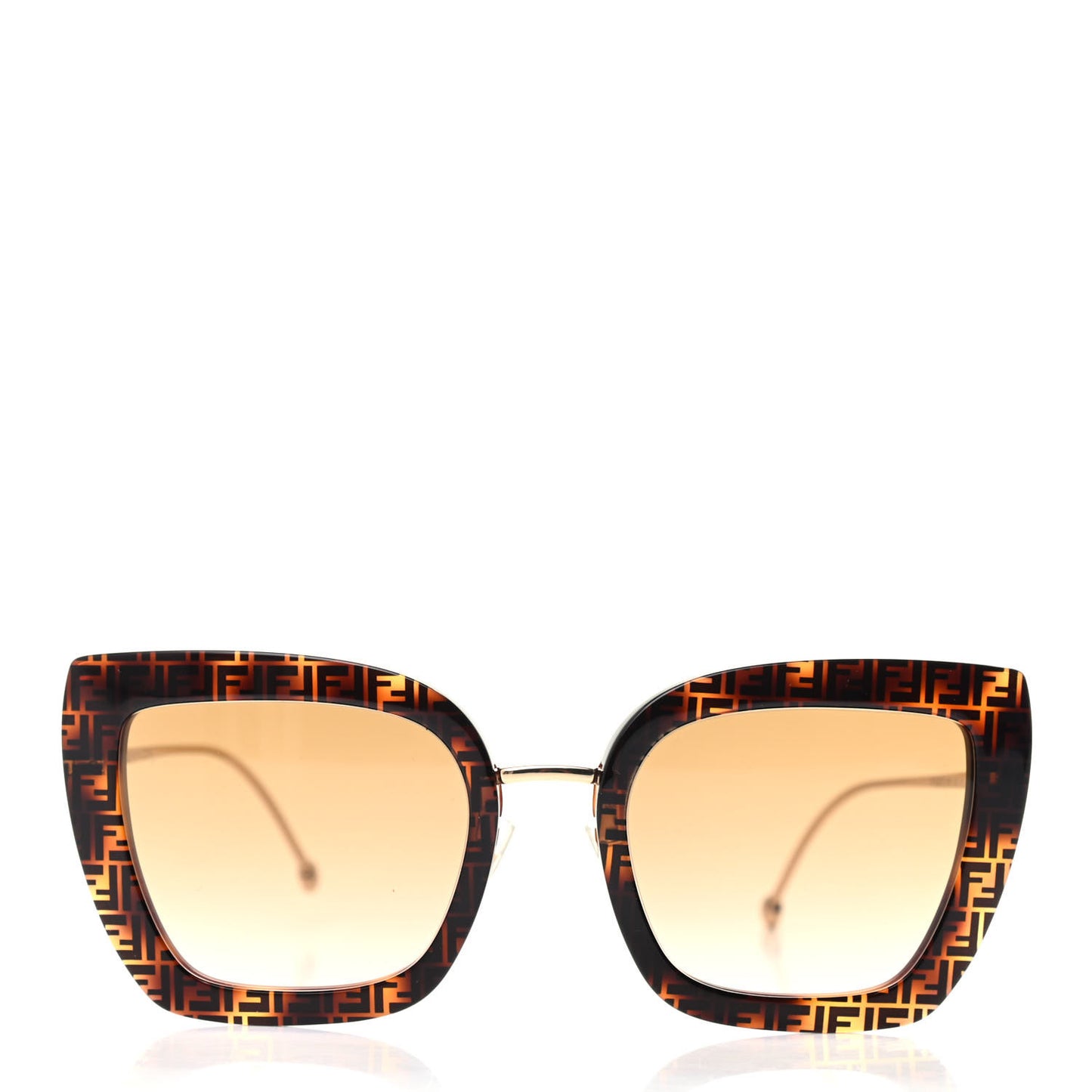 Acetate Metal F is Fendi FF Square Cat Eye Sunglasses FF 0424/F/S Havana