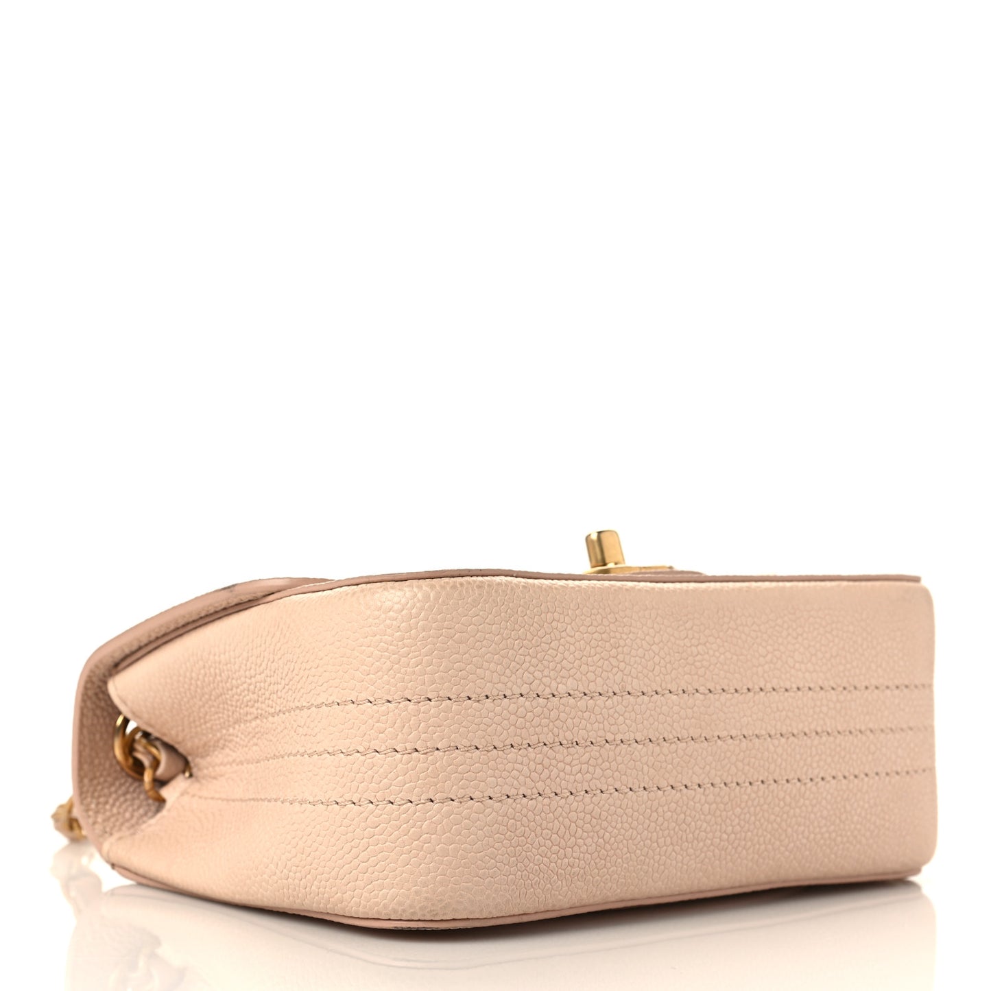 Grained Calfskin Mini Square Classic Pure Flap Nude