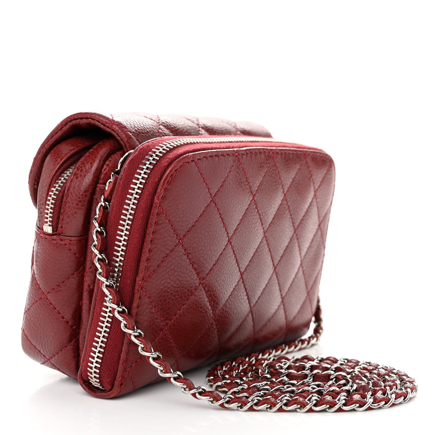 Caviar Quilted Small Pocket Camera Case Red