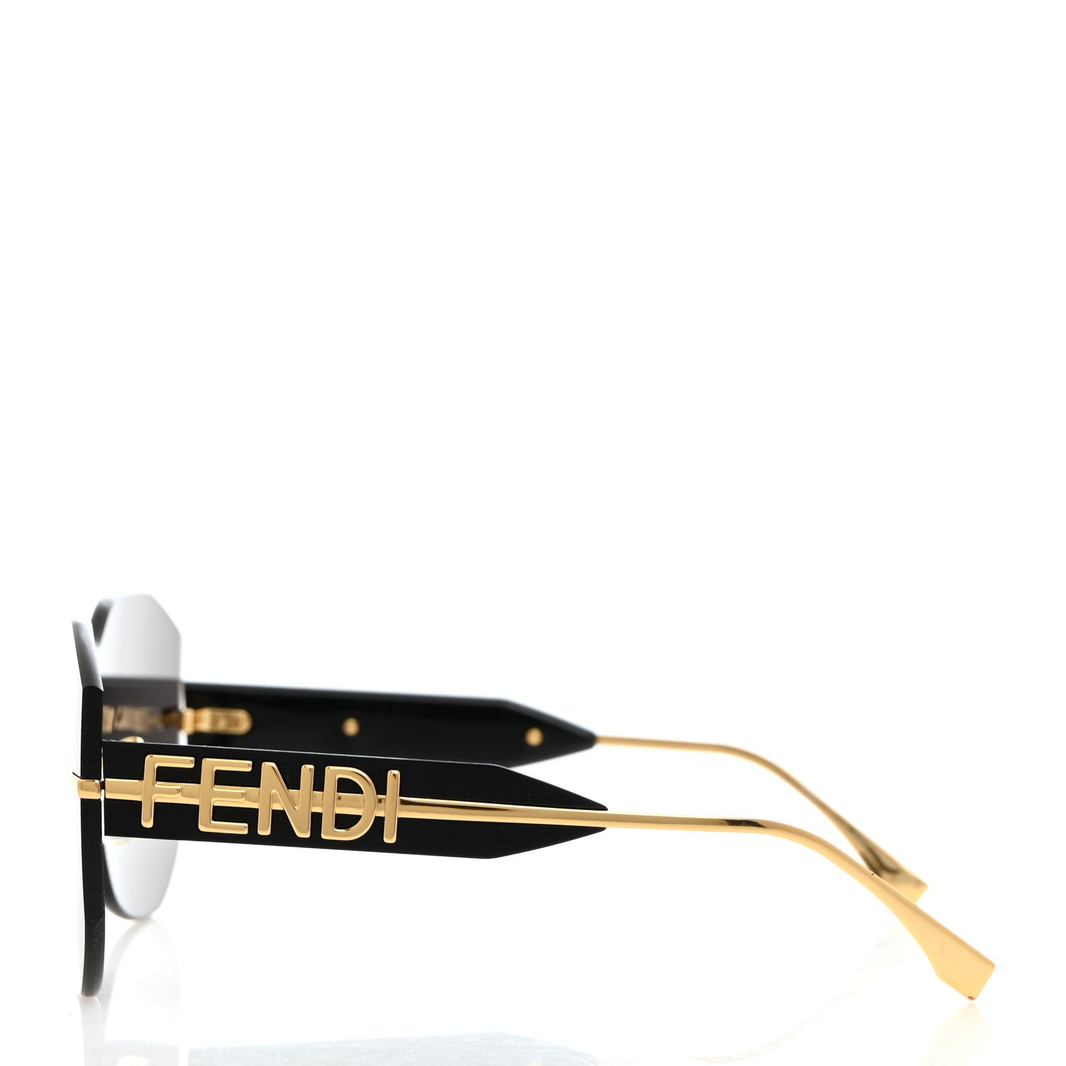 Fendi Acetate Metal Fendigraphy Shield Sunglasses FE 40067U Black Gold 3 of 7