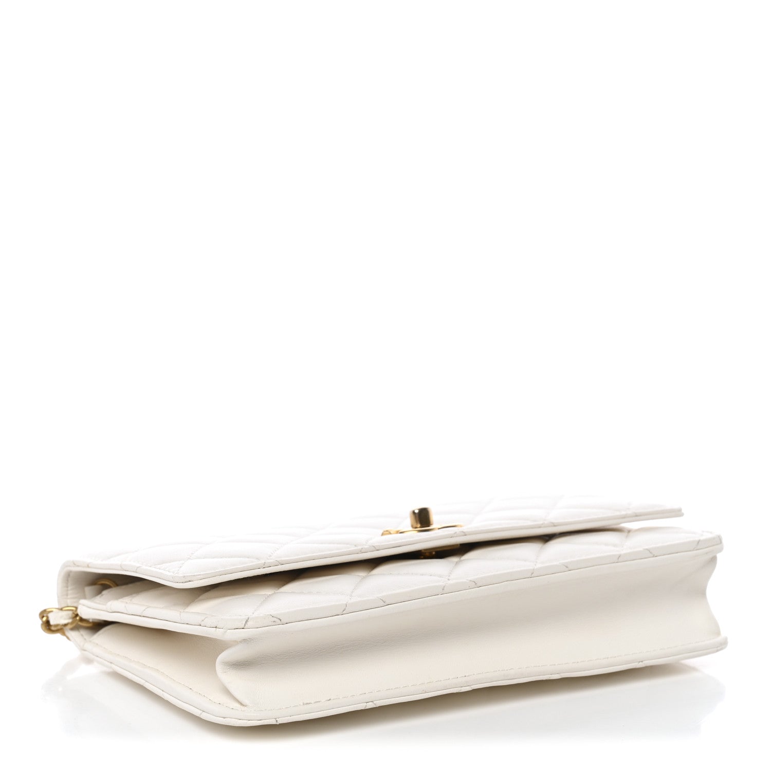 Chanel Lambskin Quilted CC Pearl Crush Wallet on Chain WOC White 4 of 13