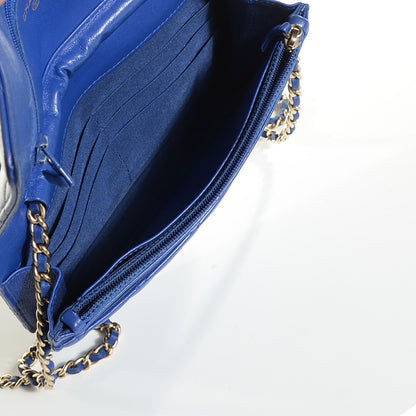Chanel Lambskin Quilted Wallet On Chain WOC Blue 5 of 8