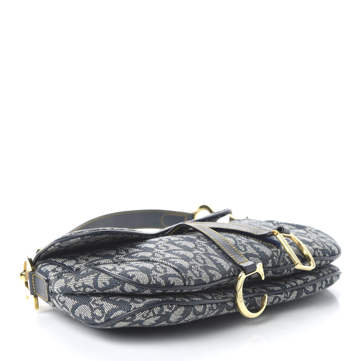 Christian Dior Monogram Double Saddle Bag Navy Blue 4 of 10