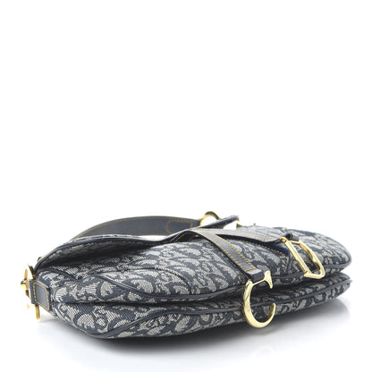 Christian Dior Monogram Double Saddle Bag Navy Blue 4 of 10
